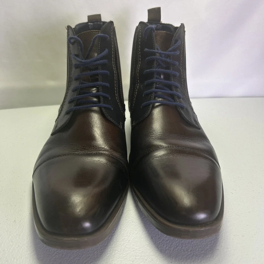 Stacy Adams Rafferty Men's Boots Size 10 M Brown Cap Toe Lace Up Leather Chelsea
